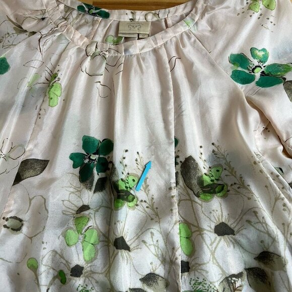 Anthropologie Vanessa Virginia Rainforest 100% Silk Dress Cream Floral Size XSP - Picture 13 of 16